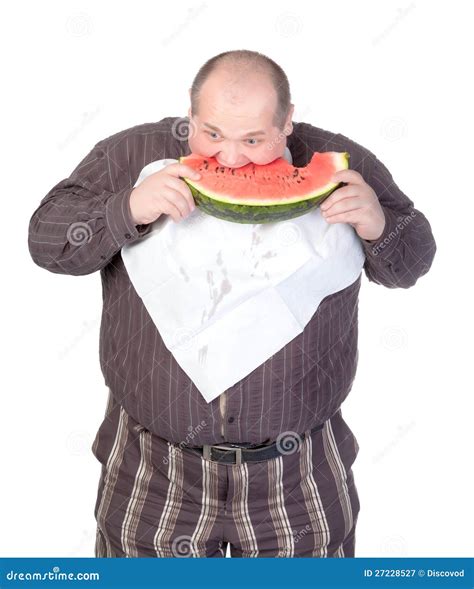 Obese Man Eating Watermelon Stock Photography 27228536