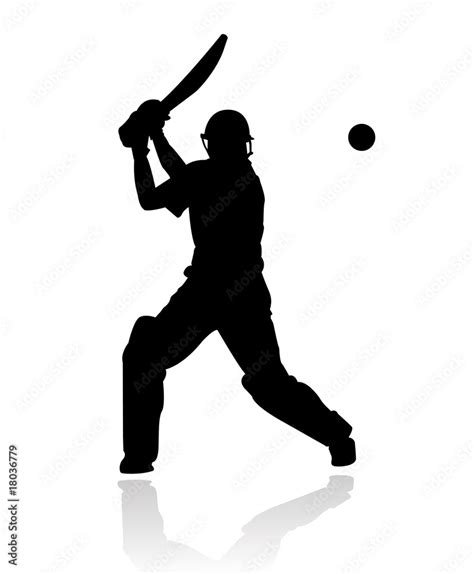 Cricket Player In Action Silhouette Stock Vector Adobe Stock