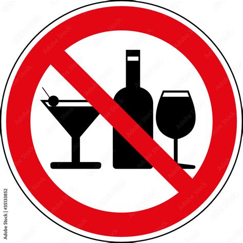 Verbotsschild Alkohol Verboten Alkoholverbot Zeichen Stock Vector