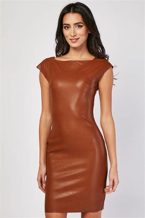 Sleeveless Faux Leather Bodycon Dress Just
