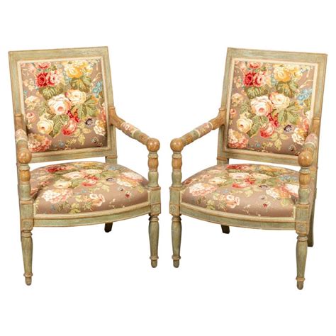 Pair Of Open Armchairs With Chintz Fabric For Sale At 1stdibs