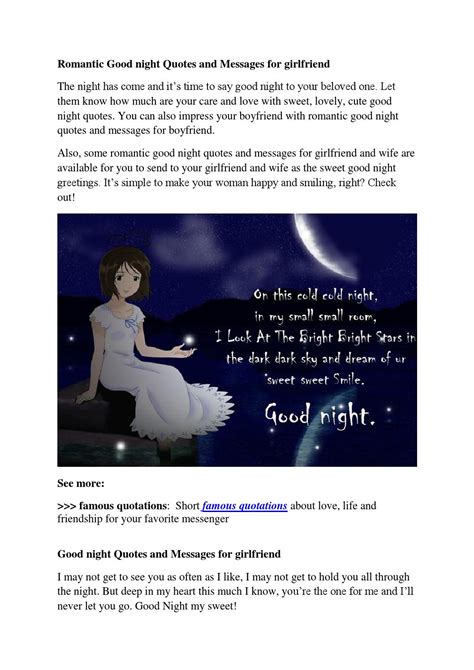 Romantic good night quotes and messages for girlfriend by jenny pencil - Issuu