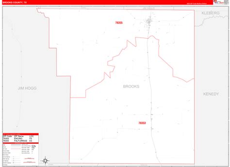Brooks County Tx Zip Code Wall Map Red Line Style By Marketmaps Mapsales
