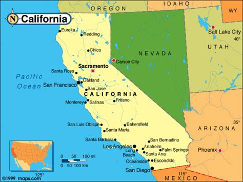 California Base And Elevation Maps San Jose California California