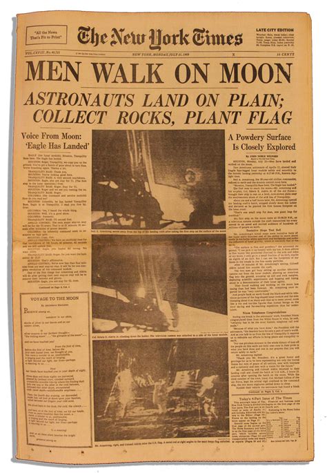 As a home delivery subscriber to the new york times you enjoy the convenience and reliability of having the printed newspaper delivered to you first thing. Lot Detail - 21 July 1969 New York Times Newspaper ...