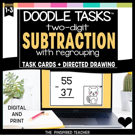 Two Digit Subtraction Doodle Tasks By The Pinspired Teacher The