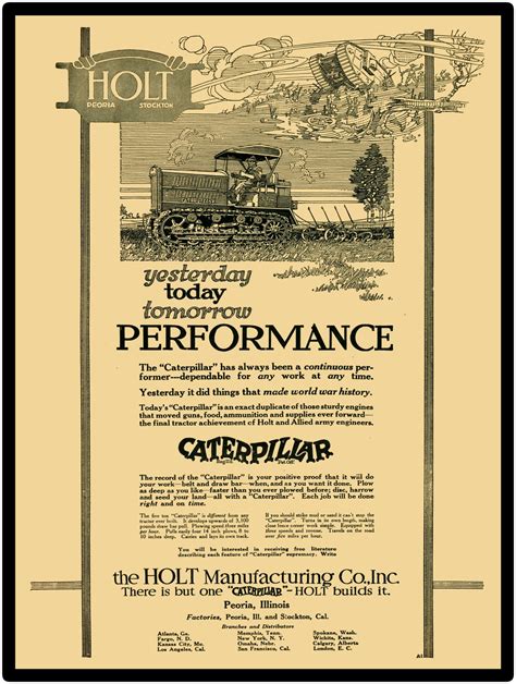 1919 Caterpillarholt 5 Ton Tractor Reproduction Metal Sign