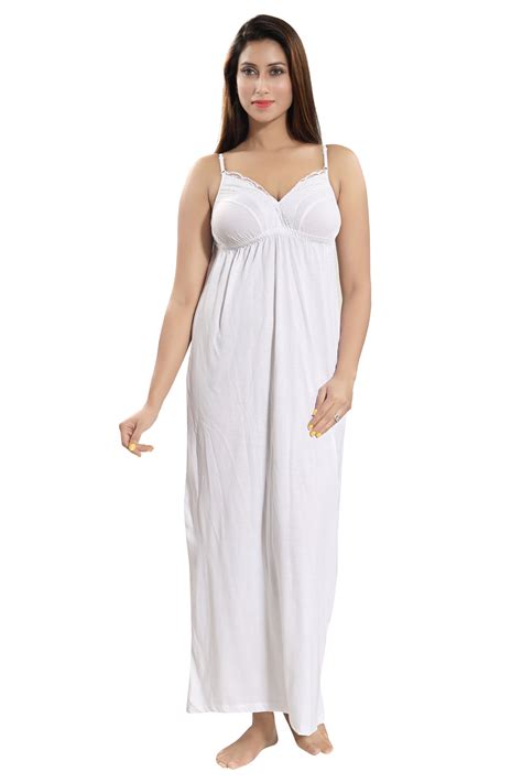 Buy Be You White Cotton Women Slip Nighty Night Dress Online ₹539 From Shopclues
