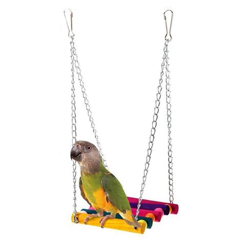 1pcs Parrot Swing Colorful Pet Birds Cage Toys Wooden Parrot Parakeet