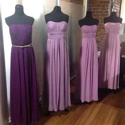 Ombre Bridesmaid Dresses In Varying Shades Of Purple Bridesmaid