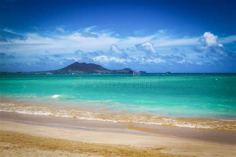 Kailua Beach With Beautiful Turquoise Water On Oahu Island Stock Image
