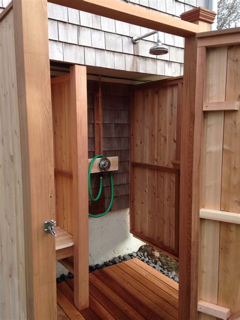 Cedar Outdoor Shower Enclosure With Bench Yelp