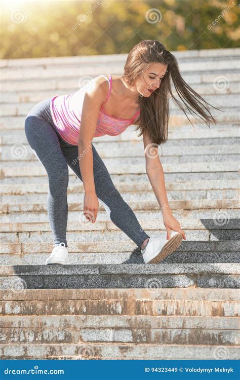 Fit Fitness Woman Doing Stretching Exercises Outdoors At Park Stock Image Image Of Lifestyle