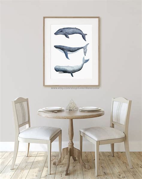 Whale Watercolor Painting Whale Art Print Whale Wall Decor Etsy