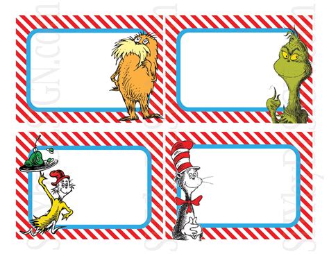 Set Of 12 Printable Dr Seuss Name Tags By Shydesign On Etsy