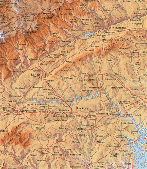 North Carolina Mountains Map Hickory North Carolina Mappery
