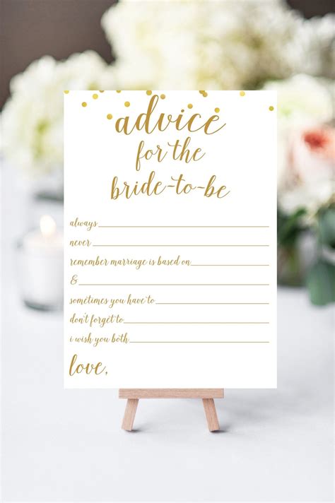 Advice For The Bride To Be Statements Gold Confetti Printable
