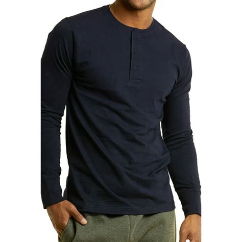 Blended Mens Henley 3 Button Pullover Cotton T Shirt Long Sleeve