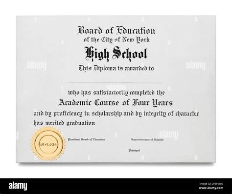 High School Diploma Certificate Of Graduation Cut Out Stock Photo Alamy