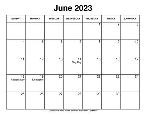 June Editable Calendar 2023 Printable Word Searches