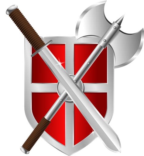 Onlinelabels Clip Art Sword Battleaxe And Shield