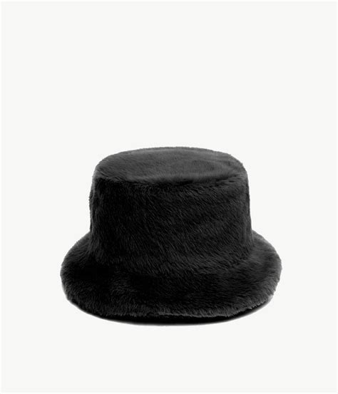 Black Faux Fur Bucket Hat Ruslan Baginskiy
