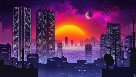 Retrowave City Sunset
