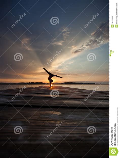 Sunset Gymnast Stock Image Image Of Fitness Body Female