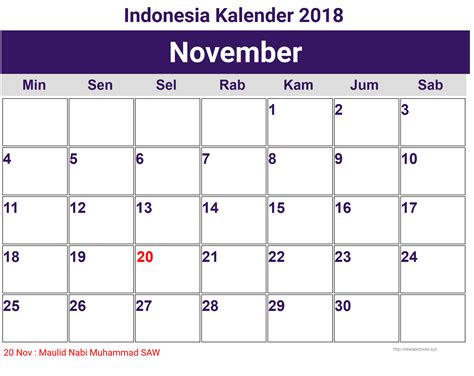 November 2018 Kalender Zum Ausdrucken Ferien November Calendar