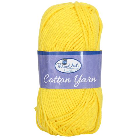 Threadart 100 Pure Cotton Crochet Yarn Yellow 50 Gram Skeins