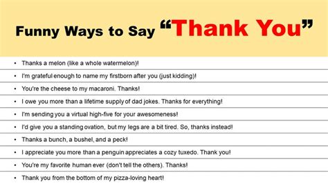 Funny Ways To Say Thank You