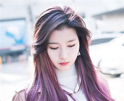 Korea Korean Kpop Idol Girl Group Band Twice Sanas Purple Hair Violet