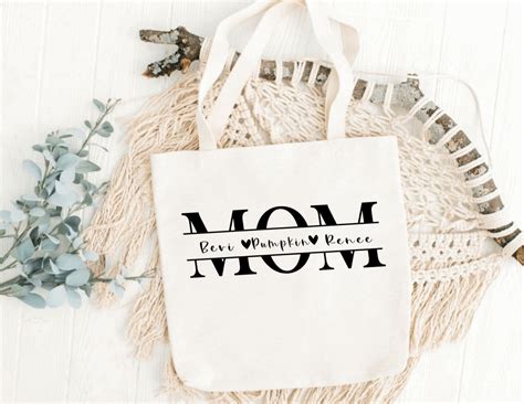 Mom Canvas Bag Tote Bag Personalized For Mom Etsy