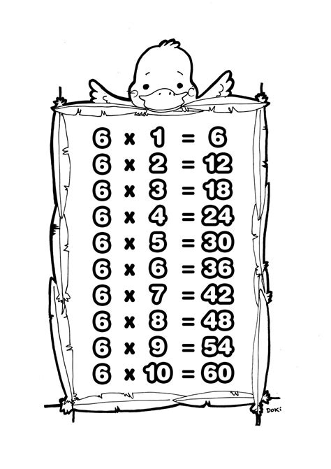 Desenho De Tabuada De Multiplicação Do 6 Para Colorir Tudodesenhos