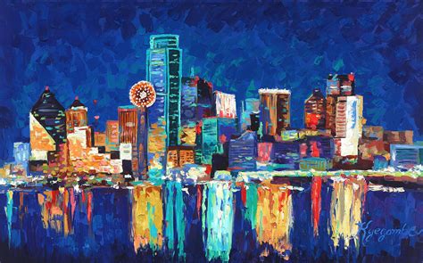 Dallas Texas Skyline 01 Painting By Paul Kyegombe