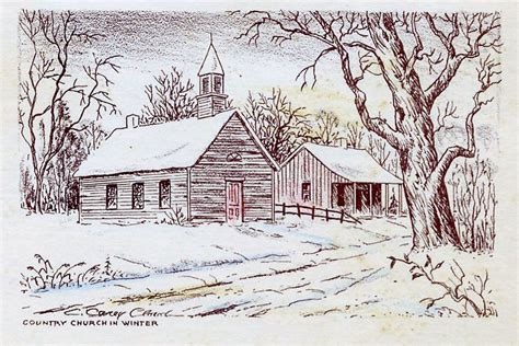 Paintings Of Old Country Churches Country Church In Winter C Carey