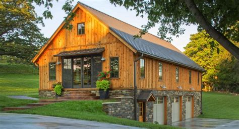 Barn Home Features Open Living Space With A 3 Car Garage Below