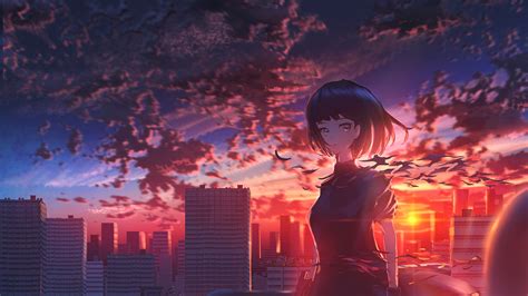 Anime Girl Scenery Background
