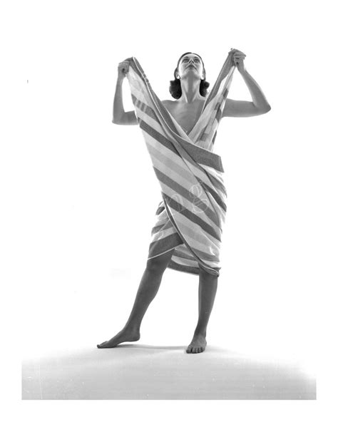 Carol Pulls Up Towel Ends Studio Nude 8x10 1950s