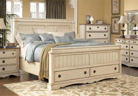 Cottage traditions distressed white bedroom furniture set. cream with glaze | Rustic bedroom furniture, Distressed ...