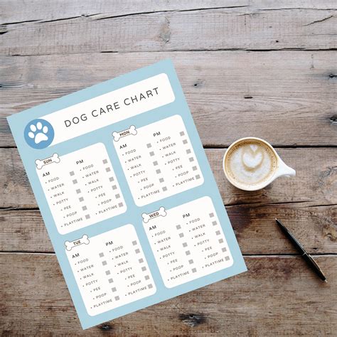 Dog Care Chart Dog Chore List Pet Care Chart Canva Etsy