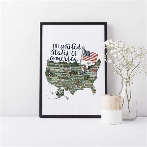 United States Of America Map Wall Art Digital Print Jetty Home