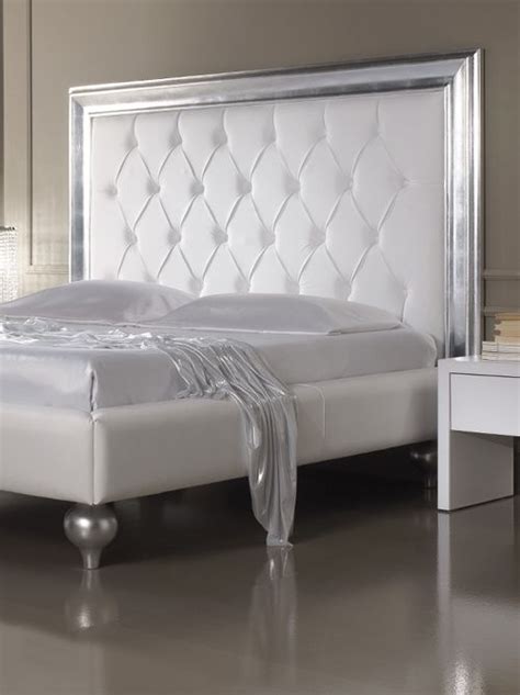 Silver Upholstered Headboard Foter White Leather Bedroom Silver