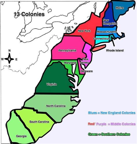 13 Colonies Map Fotolip