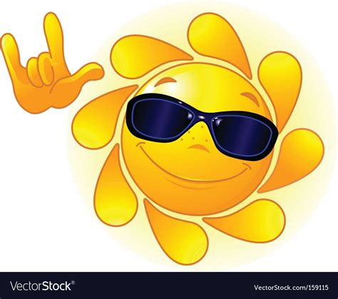 Cute Sun With Sunglasses Royalty Free Vector Image Sun With