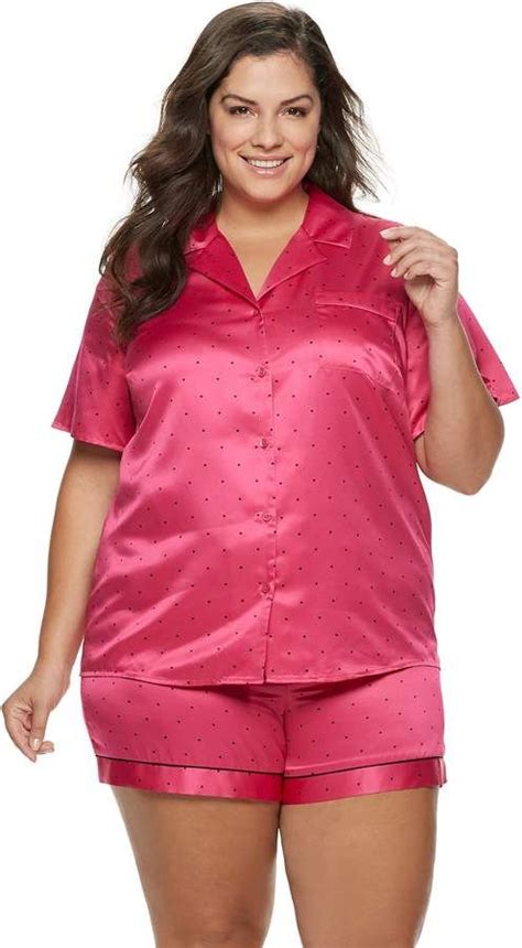 Plus Size Apt 9® Notch Collar Satin Sleep Shirt And Sleep Shorts Pajama