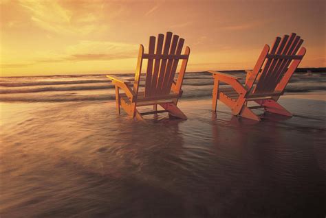 Adirondack beach chair w/ 2 positions: Fl5448, Dave Reede; Two Muskoka Chairs In The Surf At ...