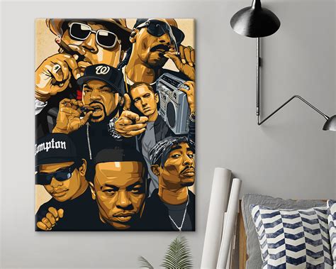 Hip Hop Legendary Rappers Painting Canvas West Coast Rap Art Etsy