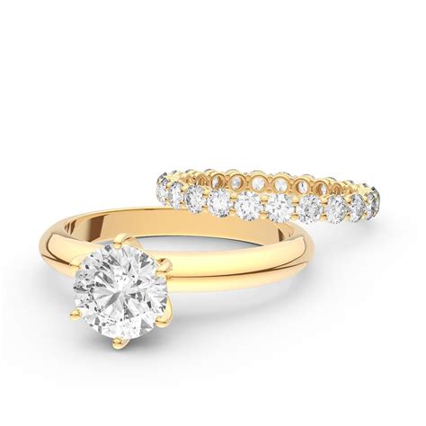 Unity 25ct Diamond 18ct Yellow Gold Full Eternity Wedding Ring Set Jian London