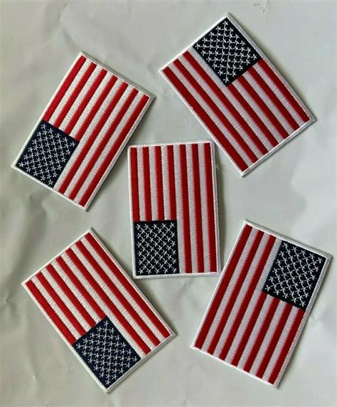 Usa American Flag Embroidered Iron On Patch 5 Patches 225x35 Etsy